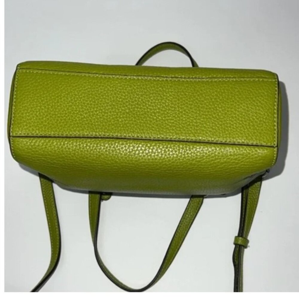 Coach Kelsey Small Yellow Green Leather Satchel Crossbody, Zipper does not work - Picture 6 of 10